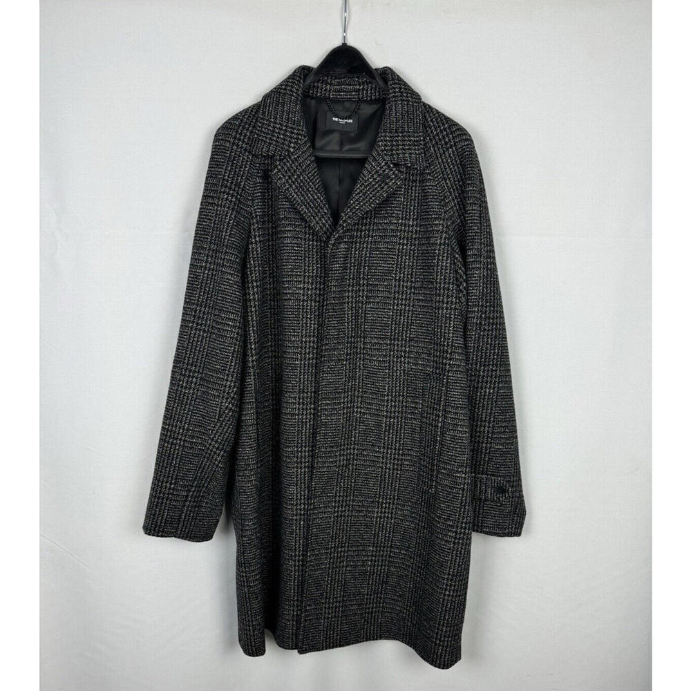 The Kooples Hopsack Wool Blend Checked Houndstooth Coat Grey Size L
